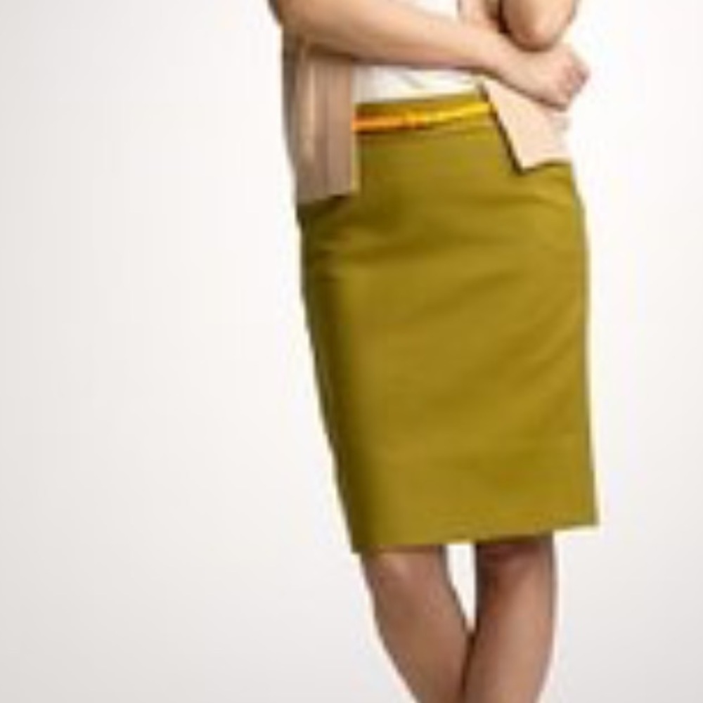 J Crew Double Wool Pencil Skirt Yellow 10